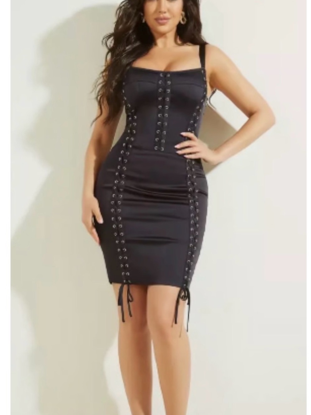 Marciano Black Lace-Up Mini Dress